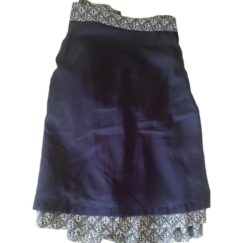 Madewell Silk Skirt Nico Mini Women's M Blue 100% Silk Print Lined Zipper Flared